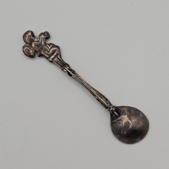 Vtg Silverplate Souvenir Collector Spoon 2.75" Cherub Angel Handle Rustic Brooch - Picture 8 of 12